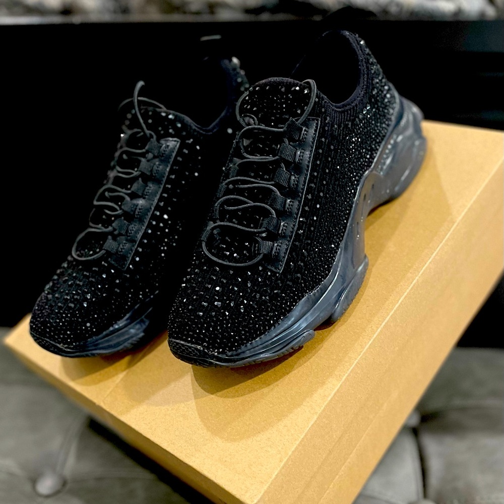 COPY - Steve Madden BLACK rhinestone gym shoes size 8